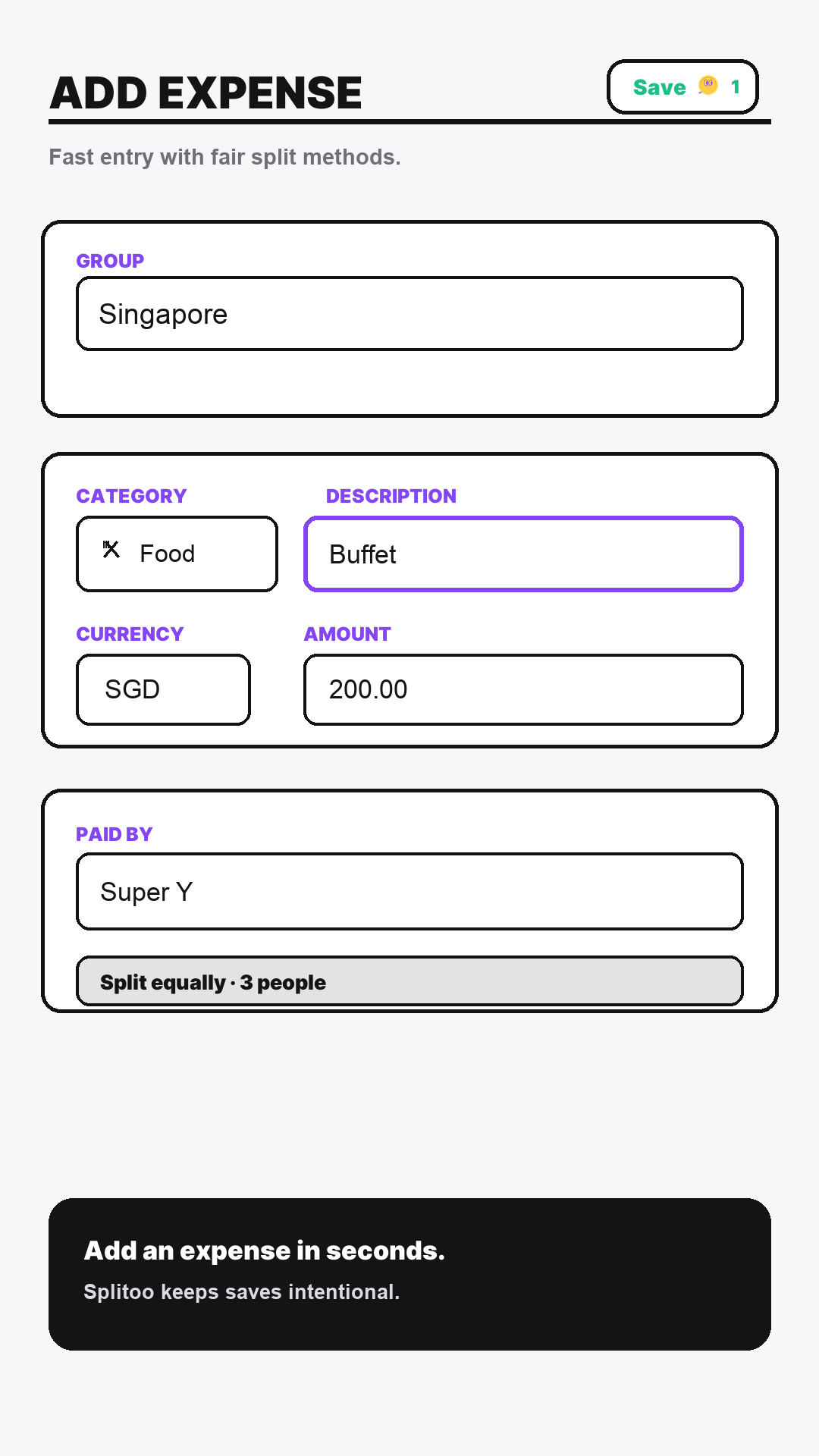 Add Expense screen